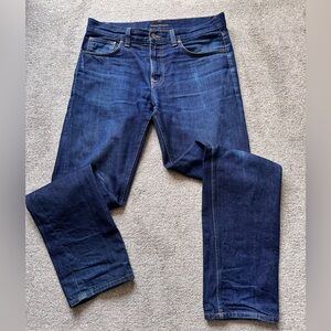 Men’s Nudie Jeans Gritty Jackson Regular Straight Size 33x34 Dark Wash Denim